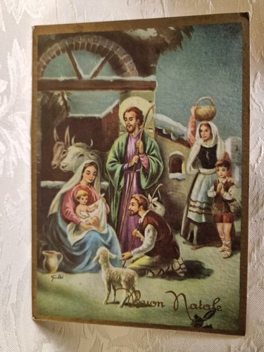 Cartolina buon natale sacra - buon,