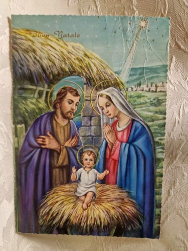 Cartolina buon natale sacra - cartolina,