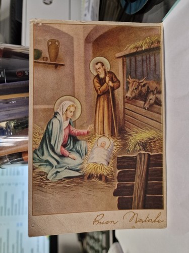 Cartolina buon natale sacra - cartolina,
