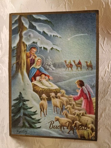 Cartolina buon natale sacra - cartolina,