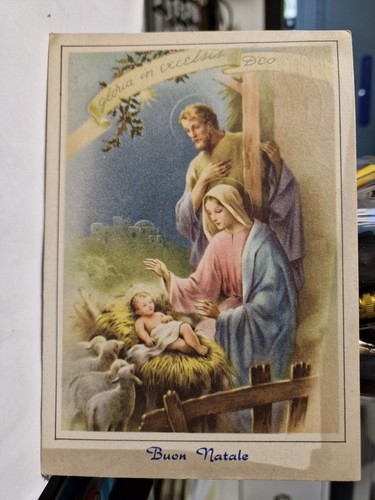 Cartolina buon natale sacra - buon,