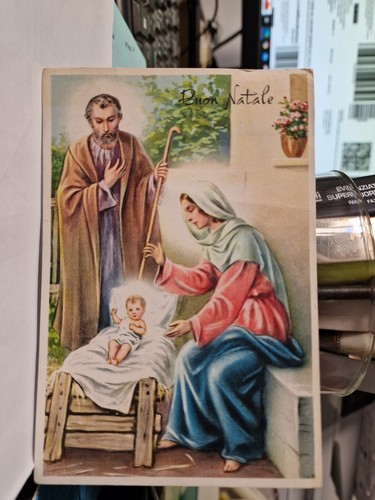 Cartolina buon natale sacra - buon,